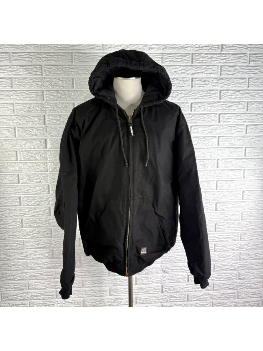 Berne Mens Black Hooded Jacket Heavy Duty Cotton Duck Shell Insulated 2XL Tall